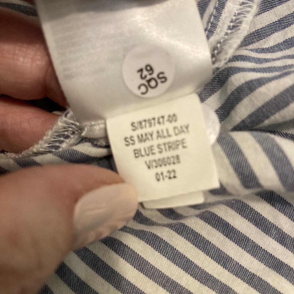 NWT Old Navy Striped Puff Sleeve Babydoll Blouse May All Day Blue Stripe Plus 2X - Picture 8 of 9